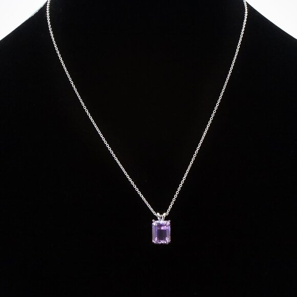 Natural 3cts Amethyst Silver Pendant Necklace, Stamped 925, February Birthstone - Picture 2 of 10